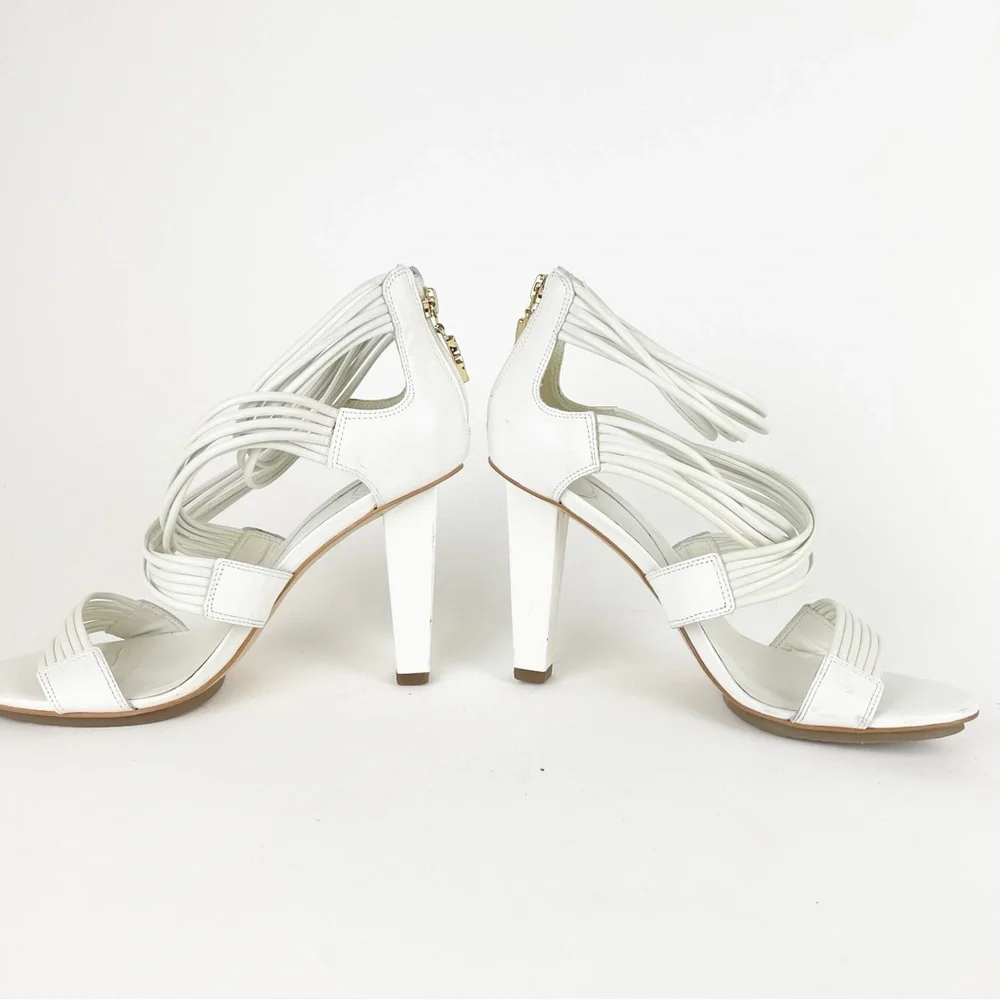 Diane Von Furstenberg White Wrap Around Heeled Sandals Size 9